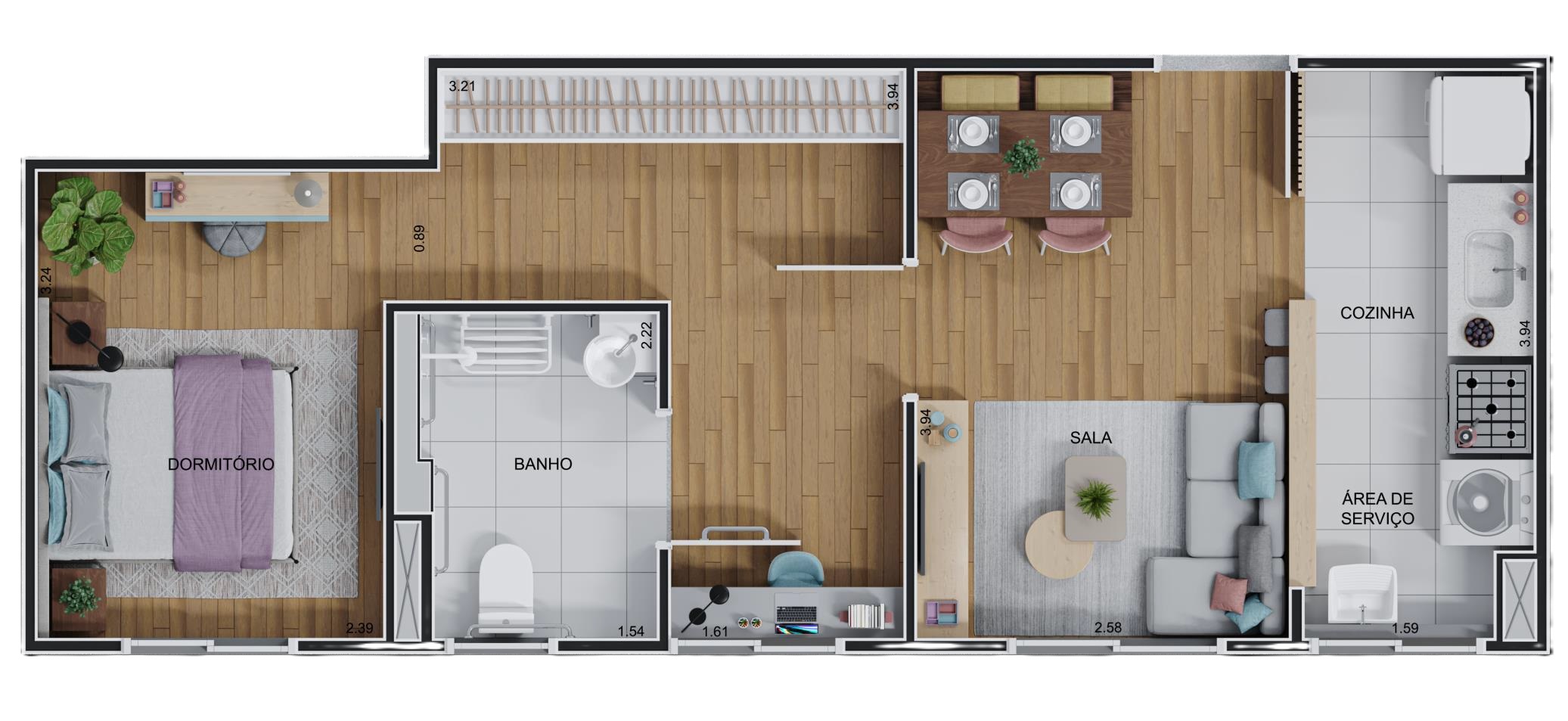 Planta 02 - 1 dorm 41,84m²