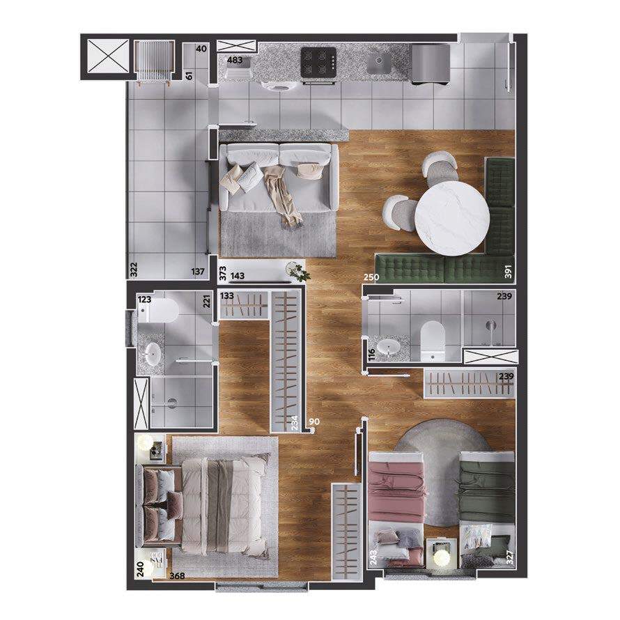 Planta 06 - 2 dorm 58,07m²