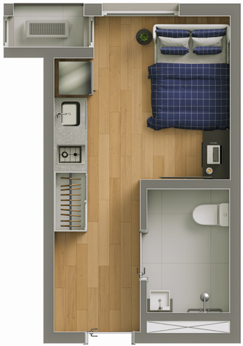 Planta 01 - 1 dorm 20,02m² - studio