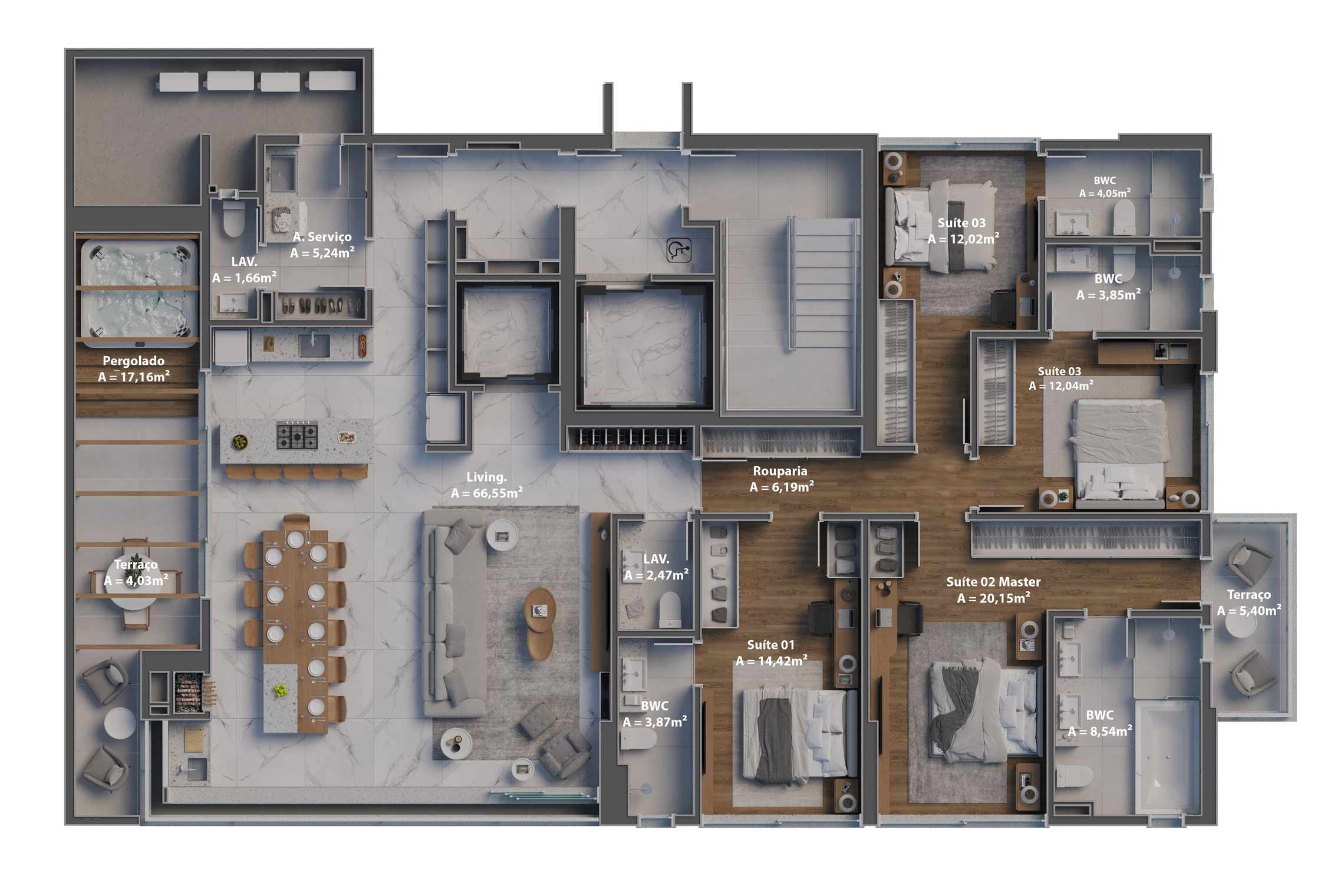 Planta 05 - 4 dorm 230,11m² - garden