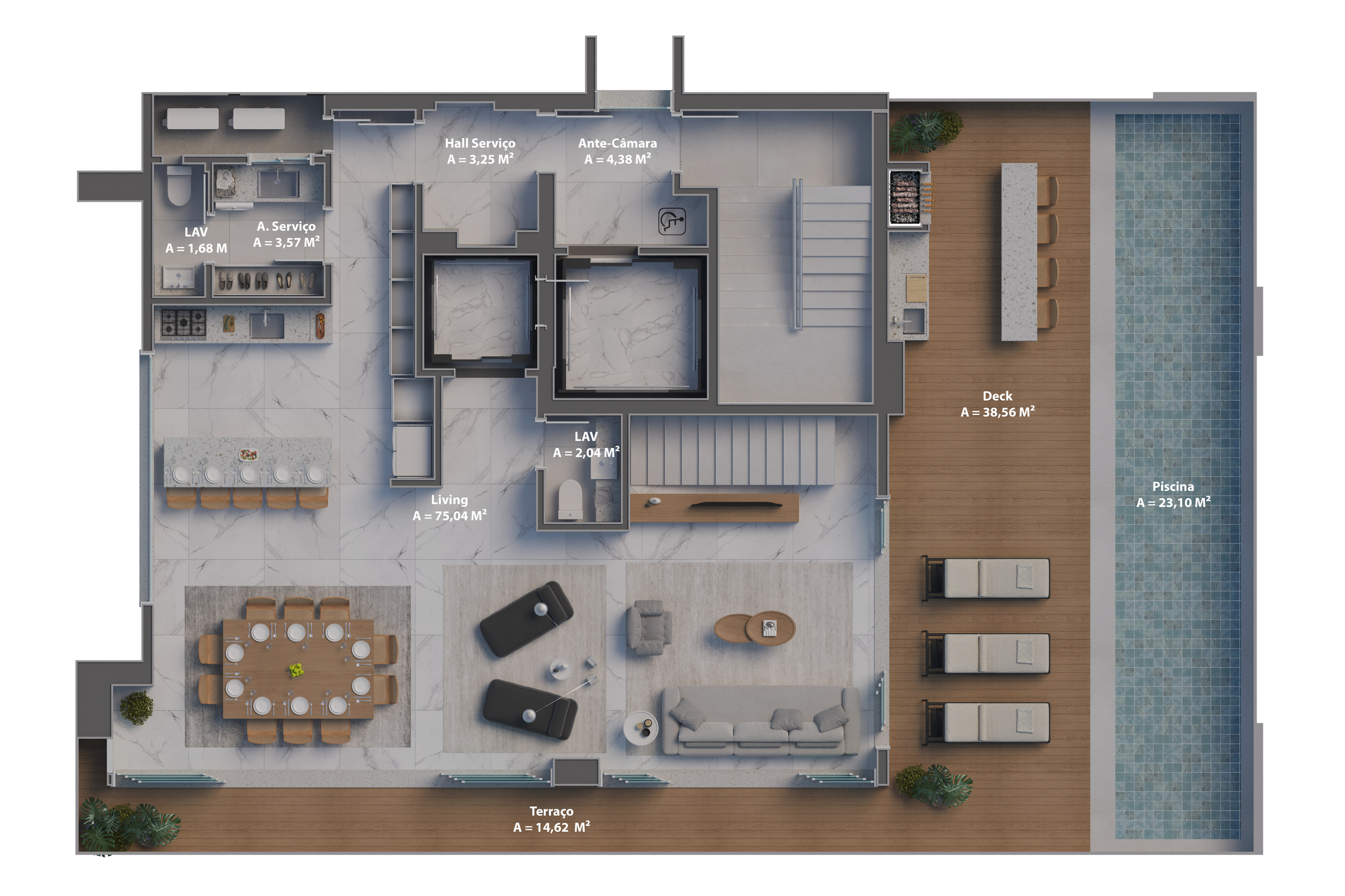 Planta 07 - 4 dorm 381,82m² - cobertura duplex - superior