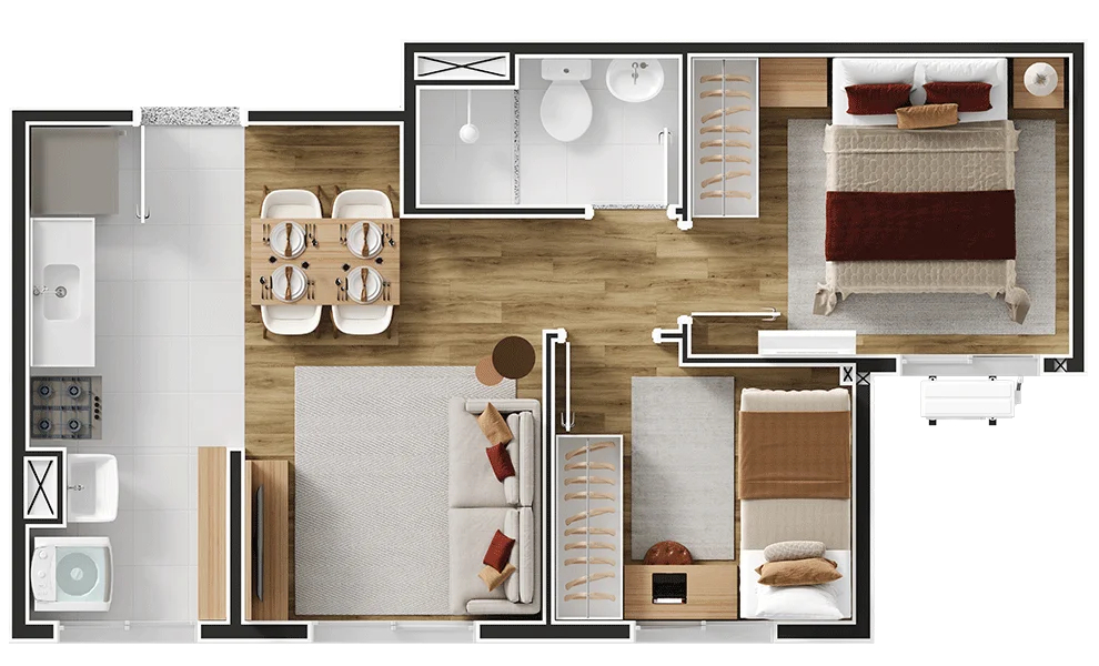 Planta 05 - 2 dorm 36,08m²