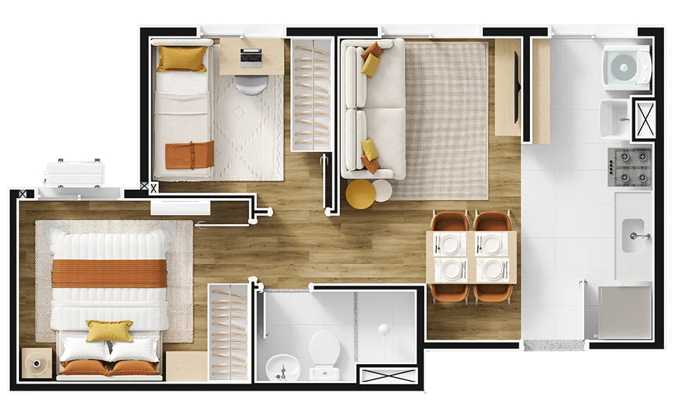 Planta 08 - 2 dorm 36,18m²