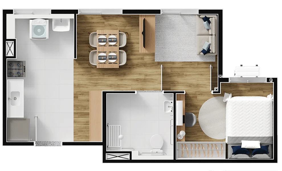Planta 09 - 1 dorm 36,38m²