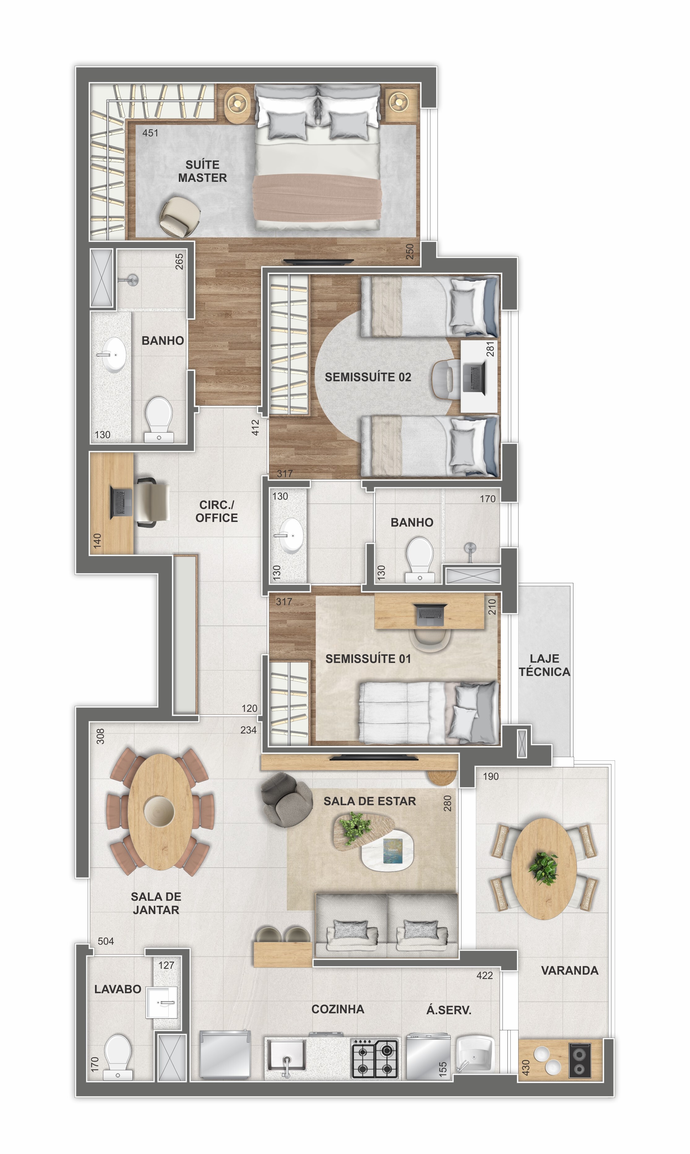 Planta 09 - 3 dorm 89,30m²
