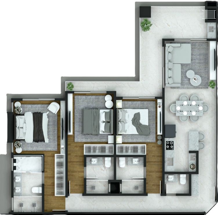 Planta 05 - 3 dorm 123,63m²