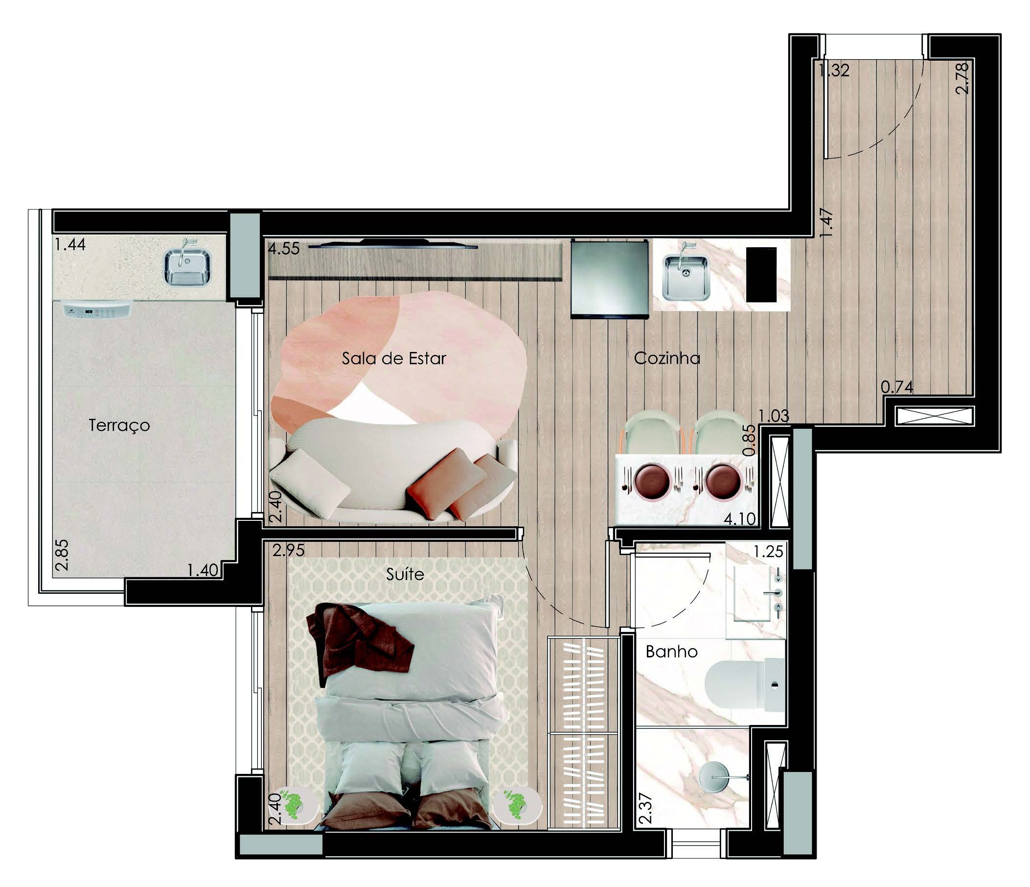 Planta 07 - 1 dorm 35,90m²