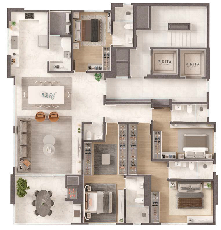 Planta 01 - 4 dorm 190m²
