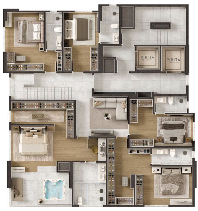 Planta 02 - 5 dorm 382m² - cobertura duplex - inferior