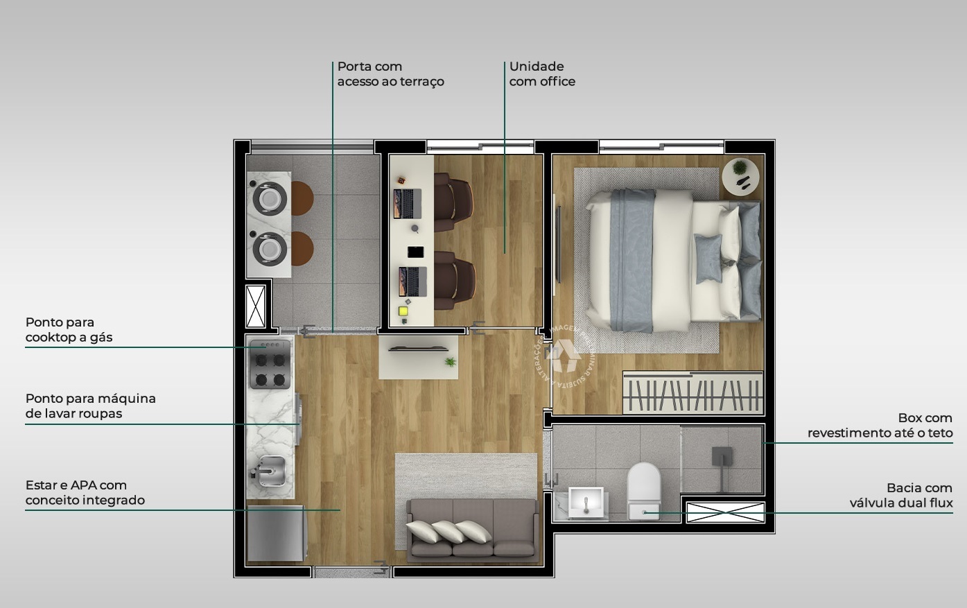 Cobertura, 1 quarto, 55 m² - Foto 9