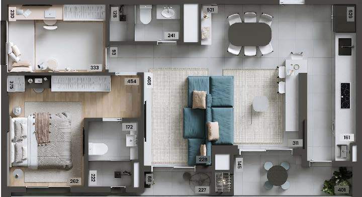 Planta 05 - 2 dorm 78,17m² - opção