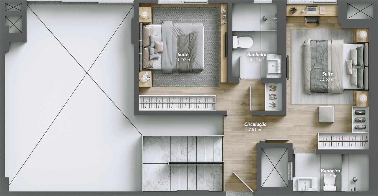 Planta 06 - 3 dorm 122m² - duplex - superior