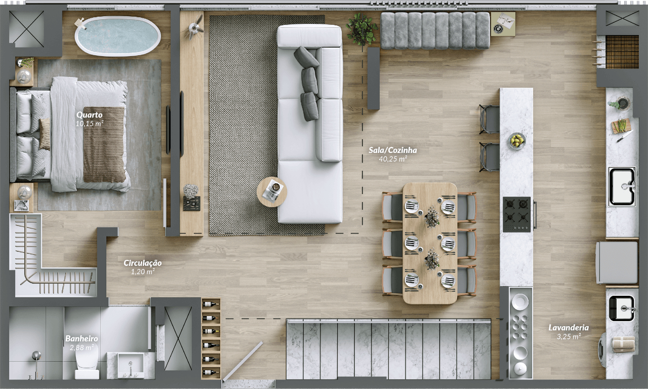 Planta 07 - 3 dorm 128m² - duplex - inferior