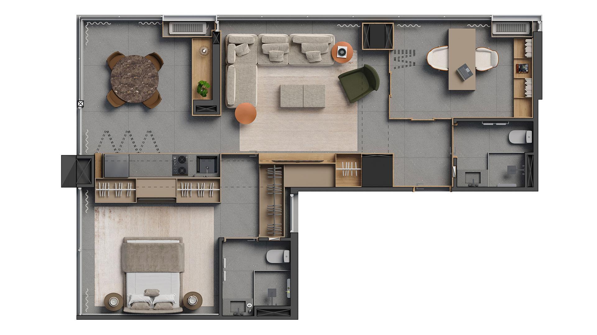 Planta 06 - 1 dorm 79m² - junção