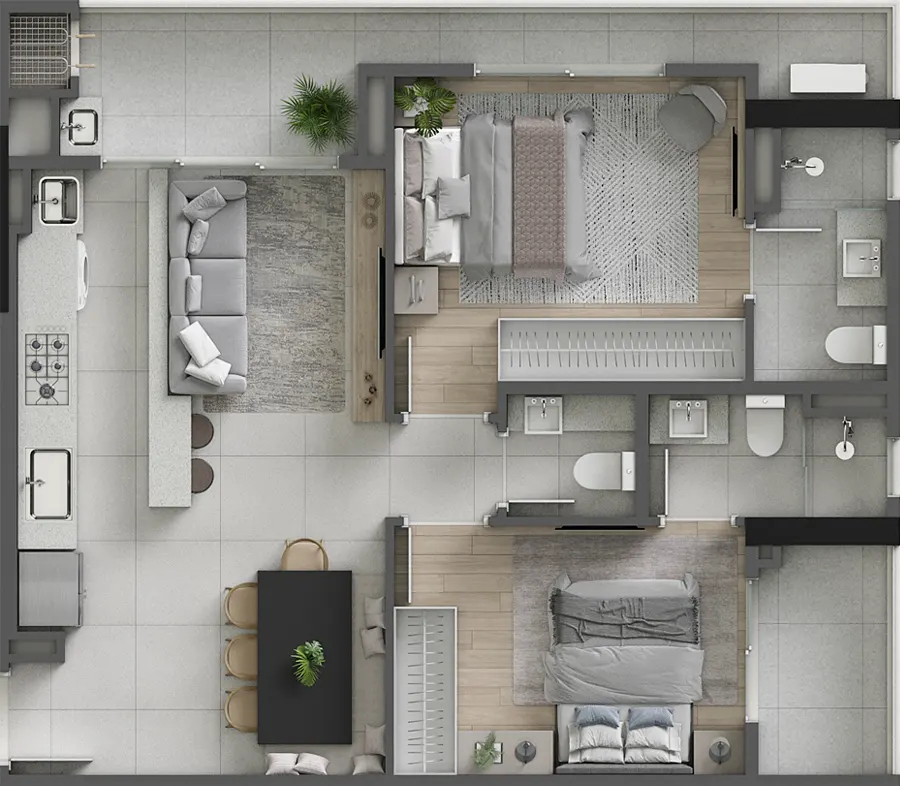 Planta 05 - 2 dorm 79,95m²