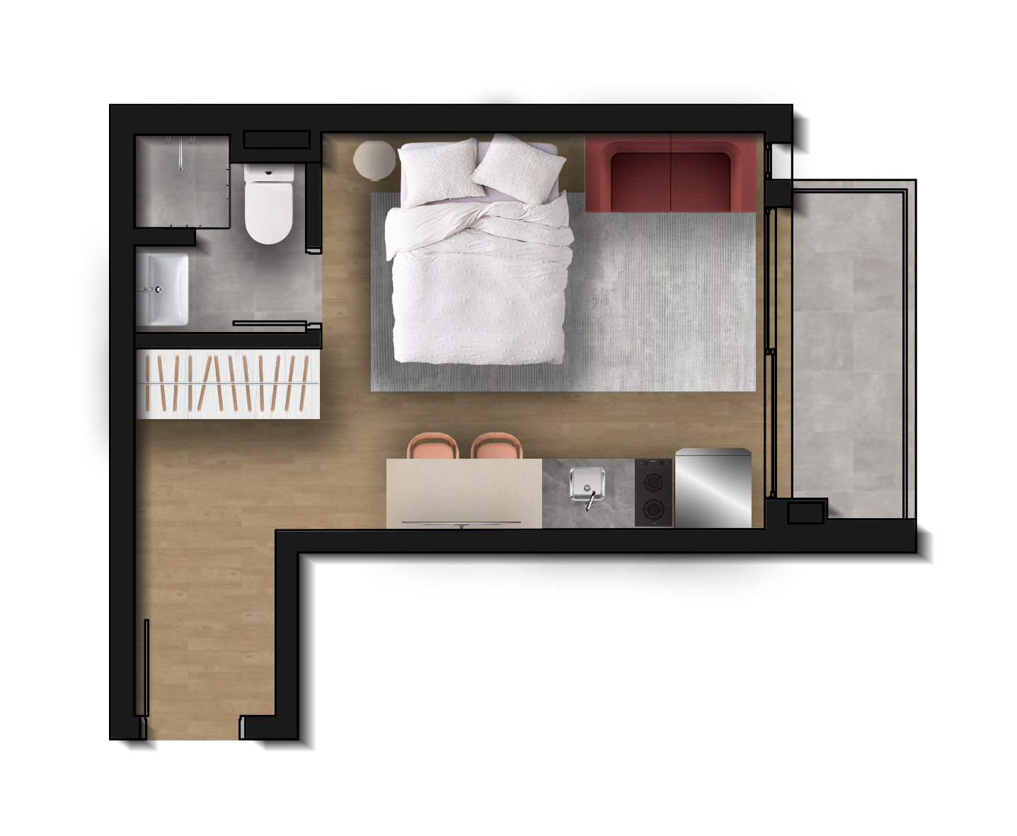 Planta 01 - 1 dorm - 25m