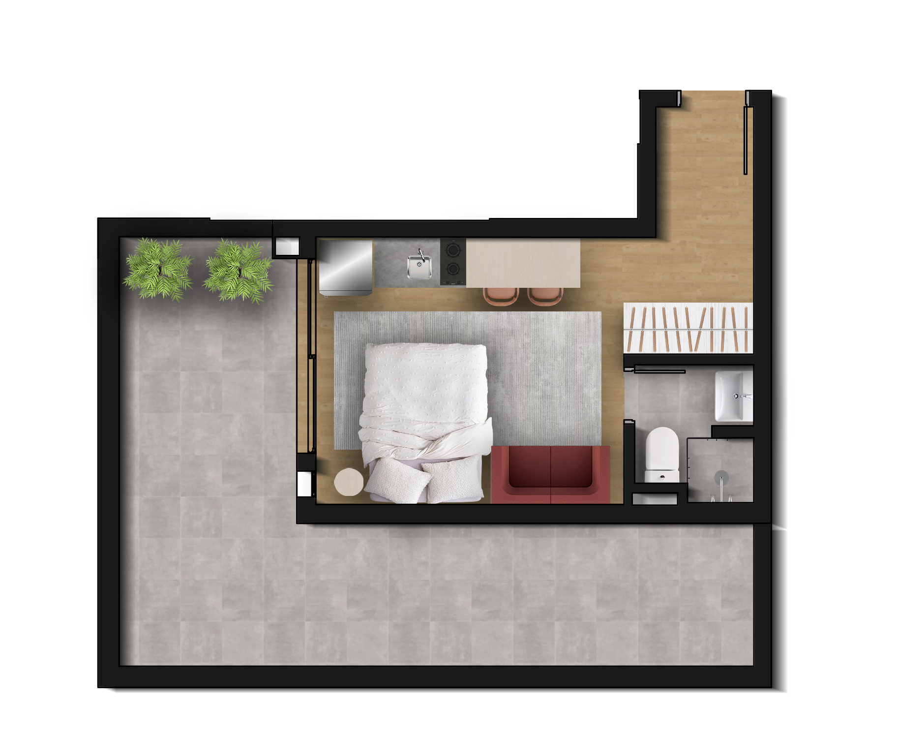 Planta 03 - 1 dorm - 48m