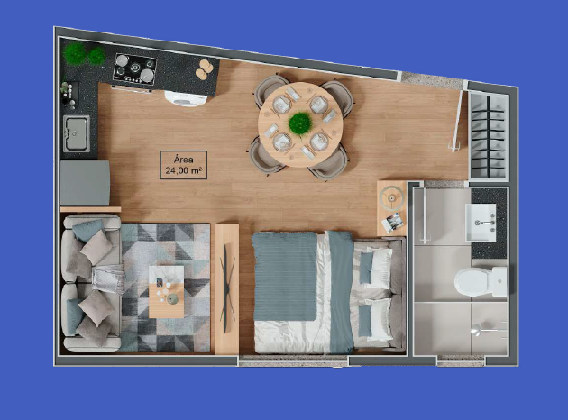Planta 01 - 1 dorm 24m² - studio