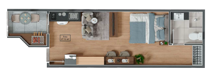 Planta 02 - 27,53m² - studio