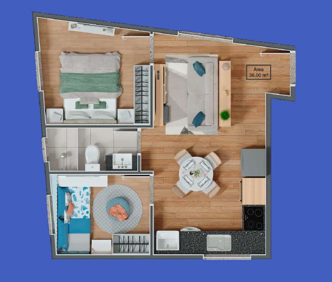 Planta 05 - 2 dorm 36m²