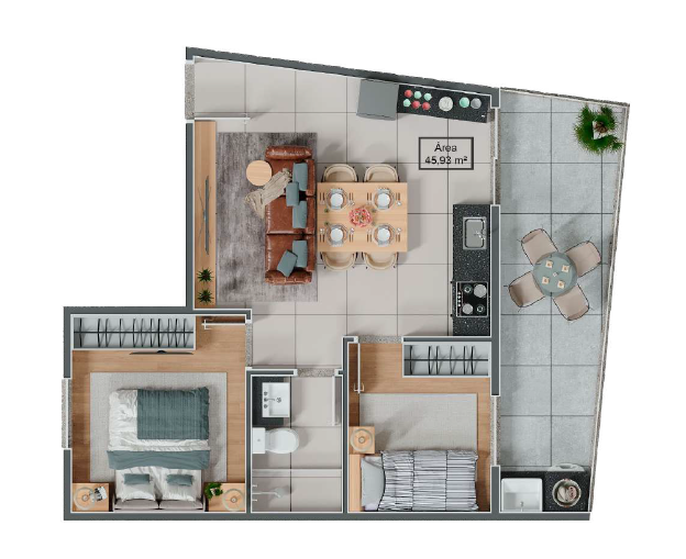 Planta 06 - 2 dorm 45,93m²