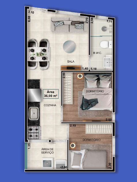 Planta 13 - 2 dorm 26m²
