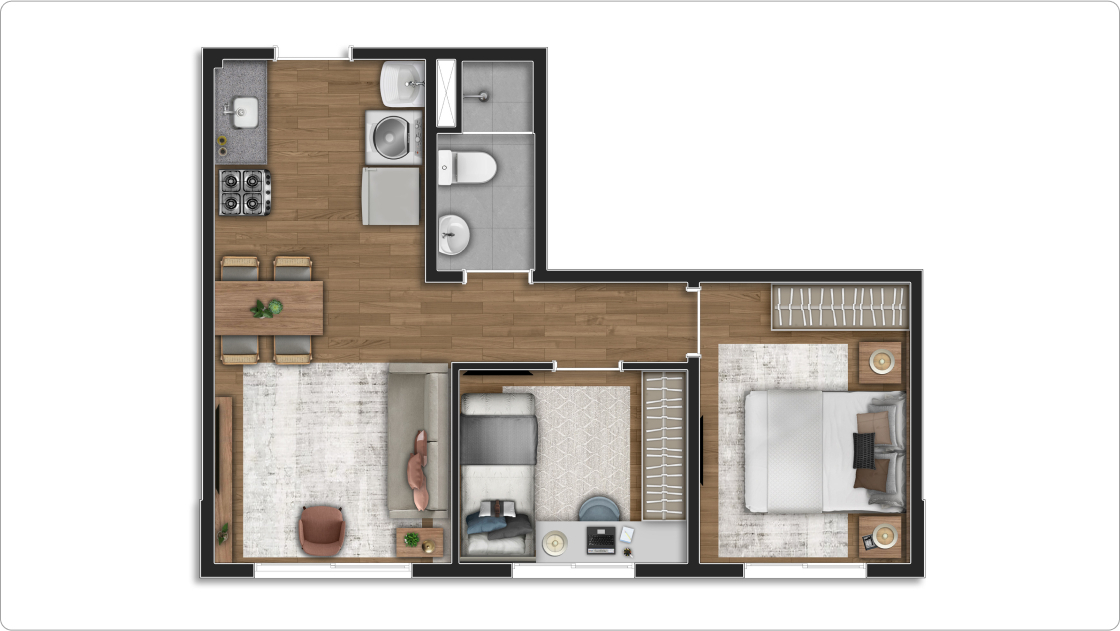 Planta 02 - 2 dorm 37m²