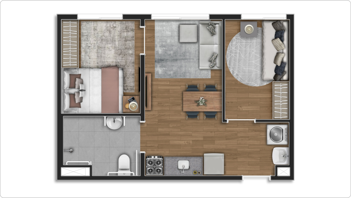 Planta 04 - 2 dorm 38m²