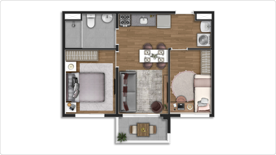 Planta 05 - 2 dorm 41m²