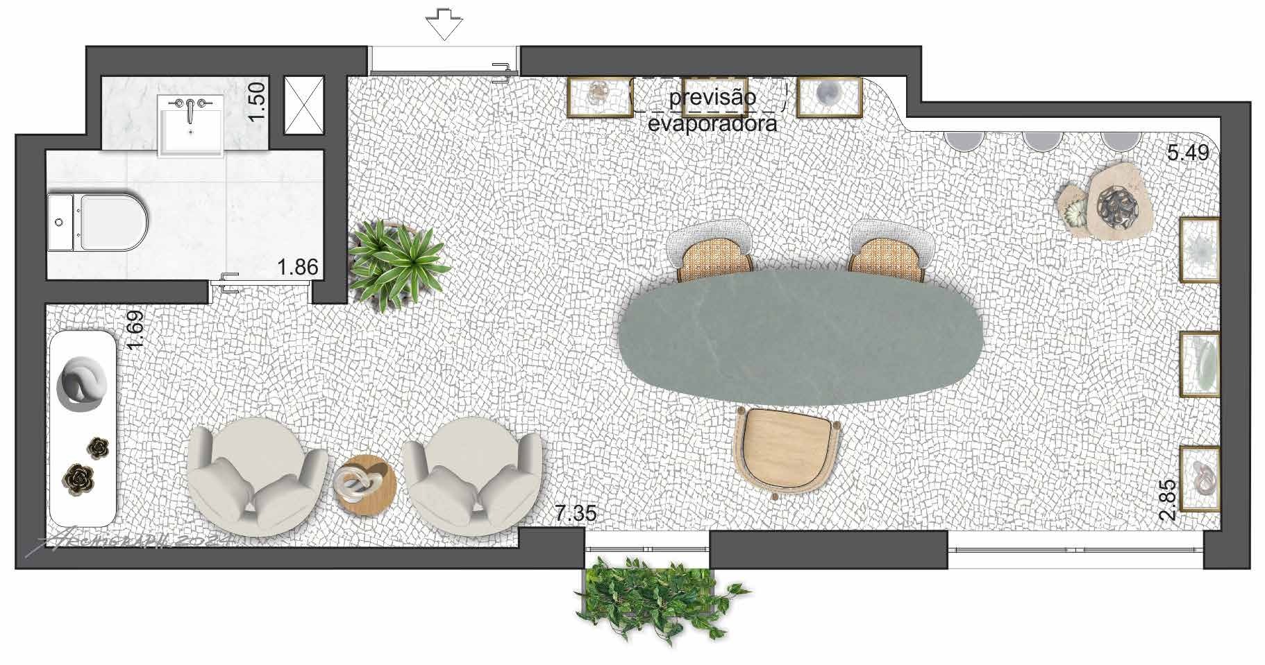 Planta 01 - 22,78m² - sala