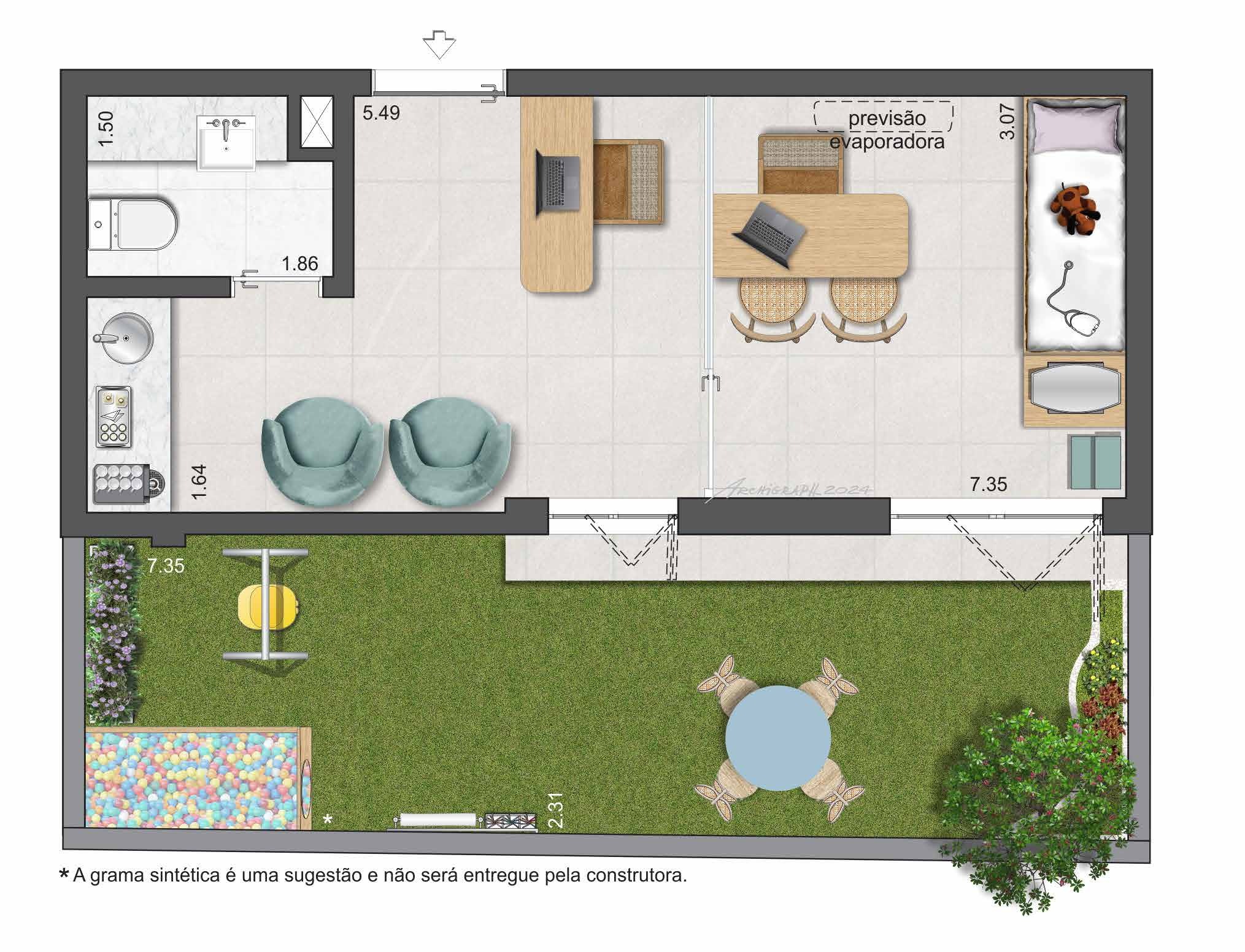 Planta 02 - 40,01m² - sala