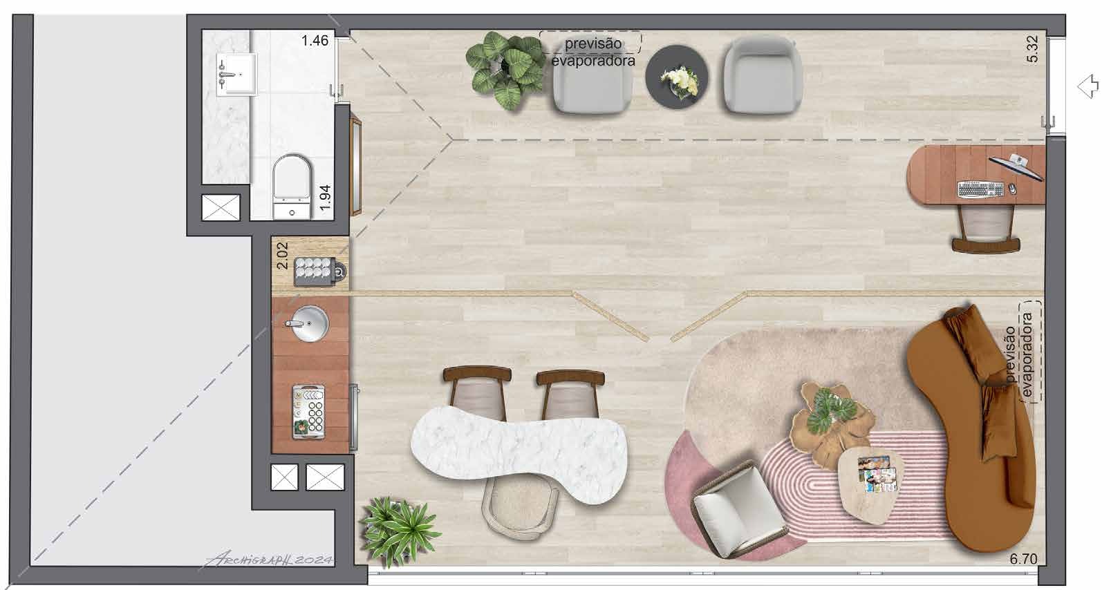 Planta 03 - 40,88m² - sala