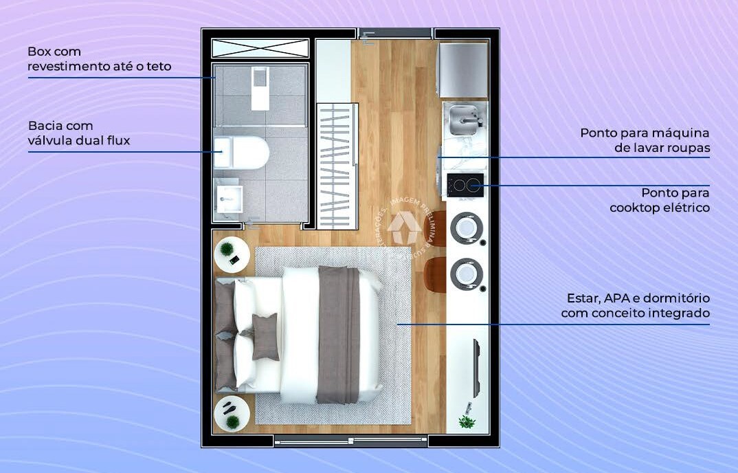 Planta 01 - 1 dorm 17m² - studio