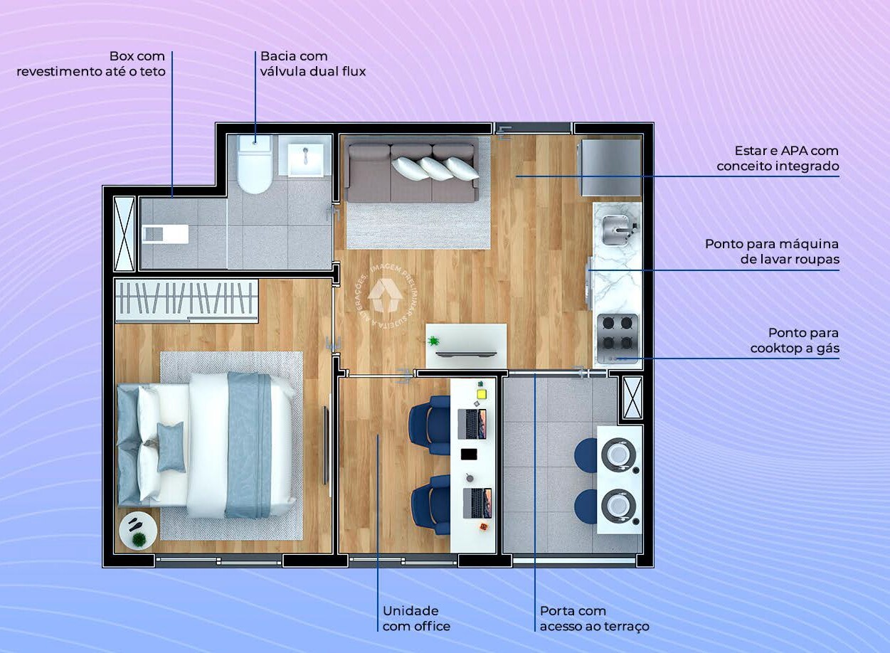 Planta 02 - 1 dorm 28m²