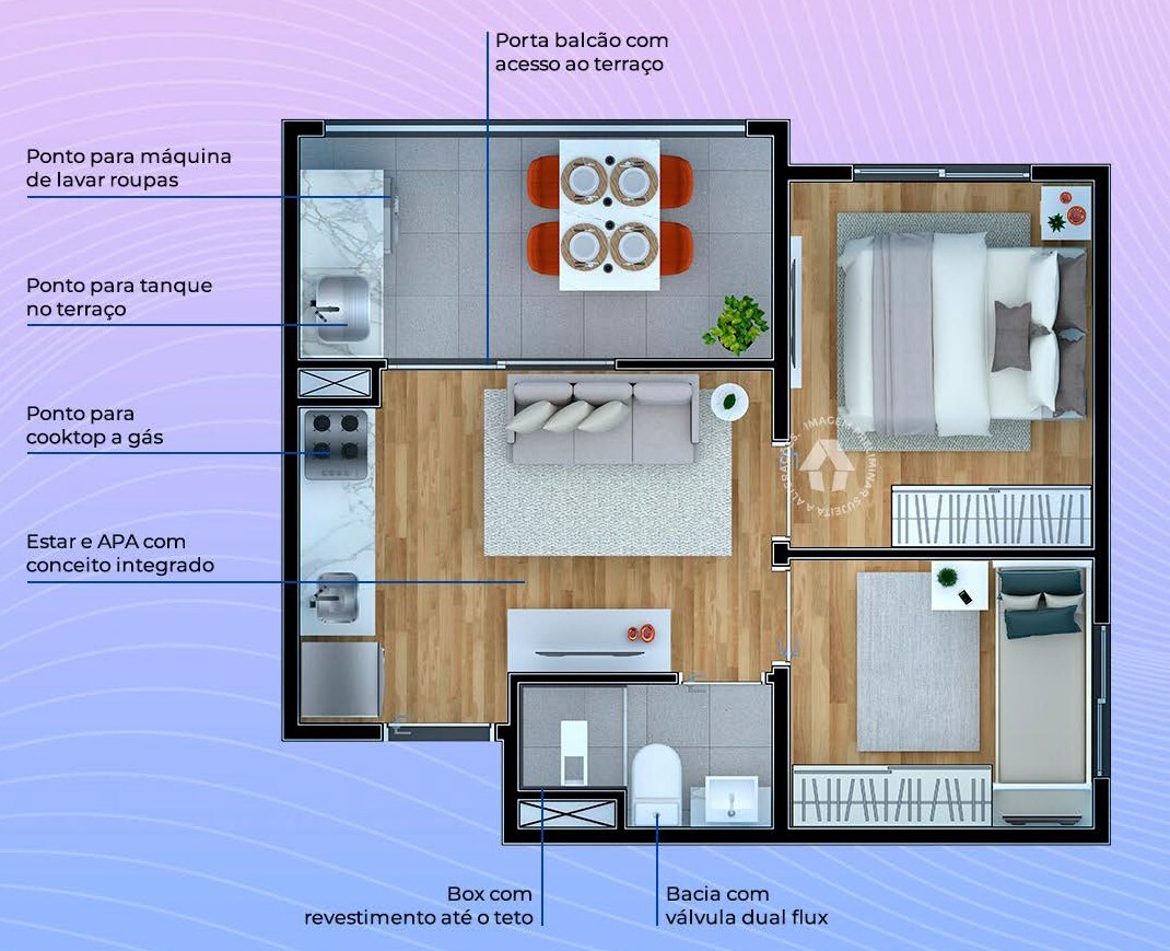 Planta 03 - 2 dorm 35m²