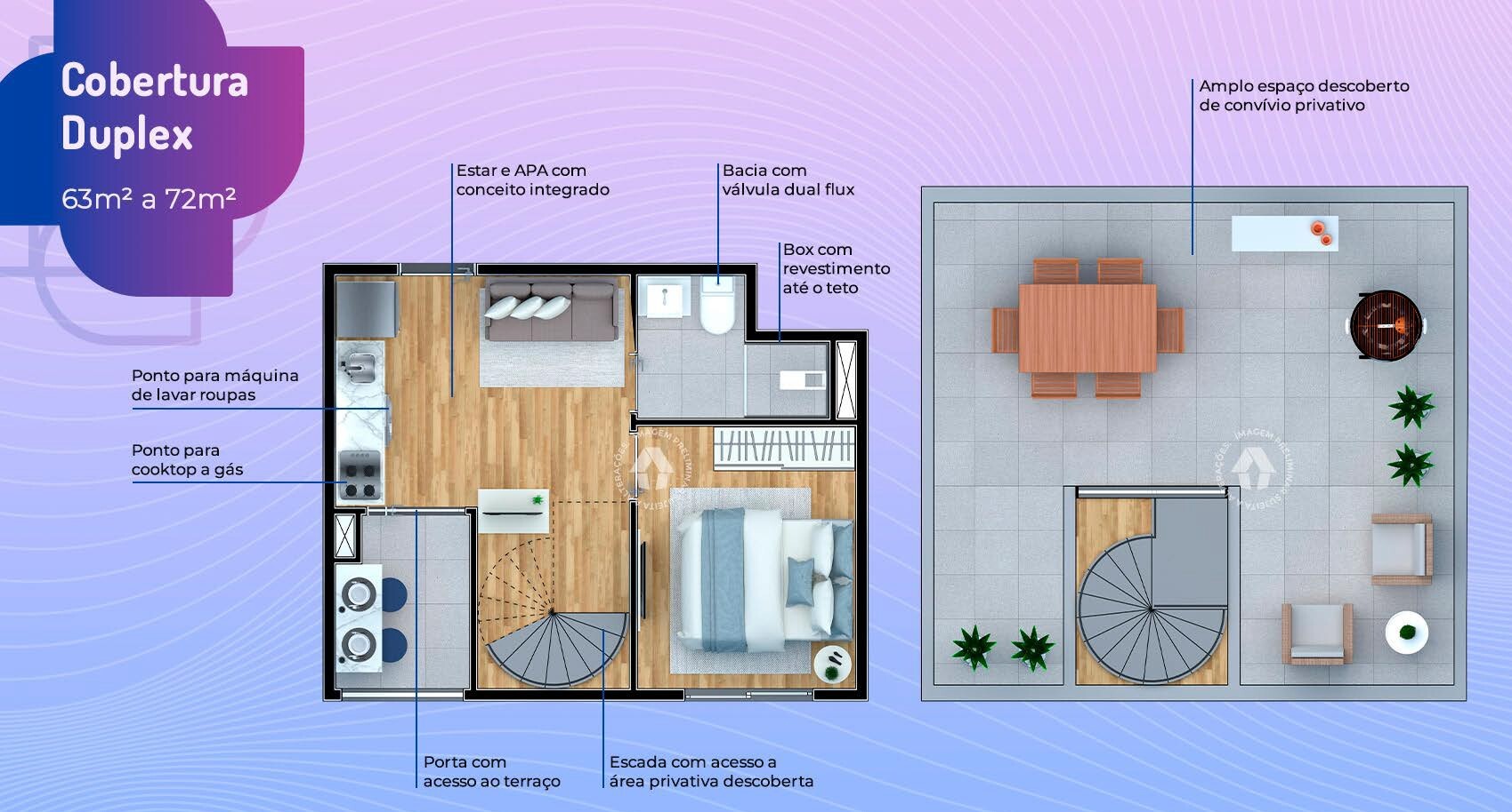 Planta 04 - 1 dorm 63m² - cobertura duplex