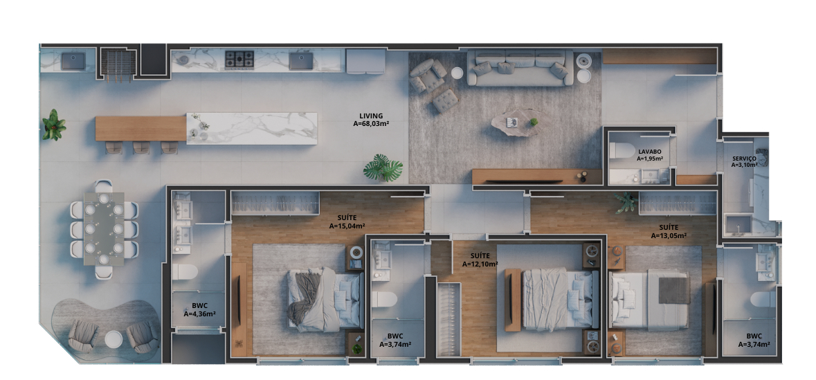 Planta 05 - 3 dorm 141,50m²