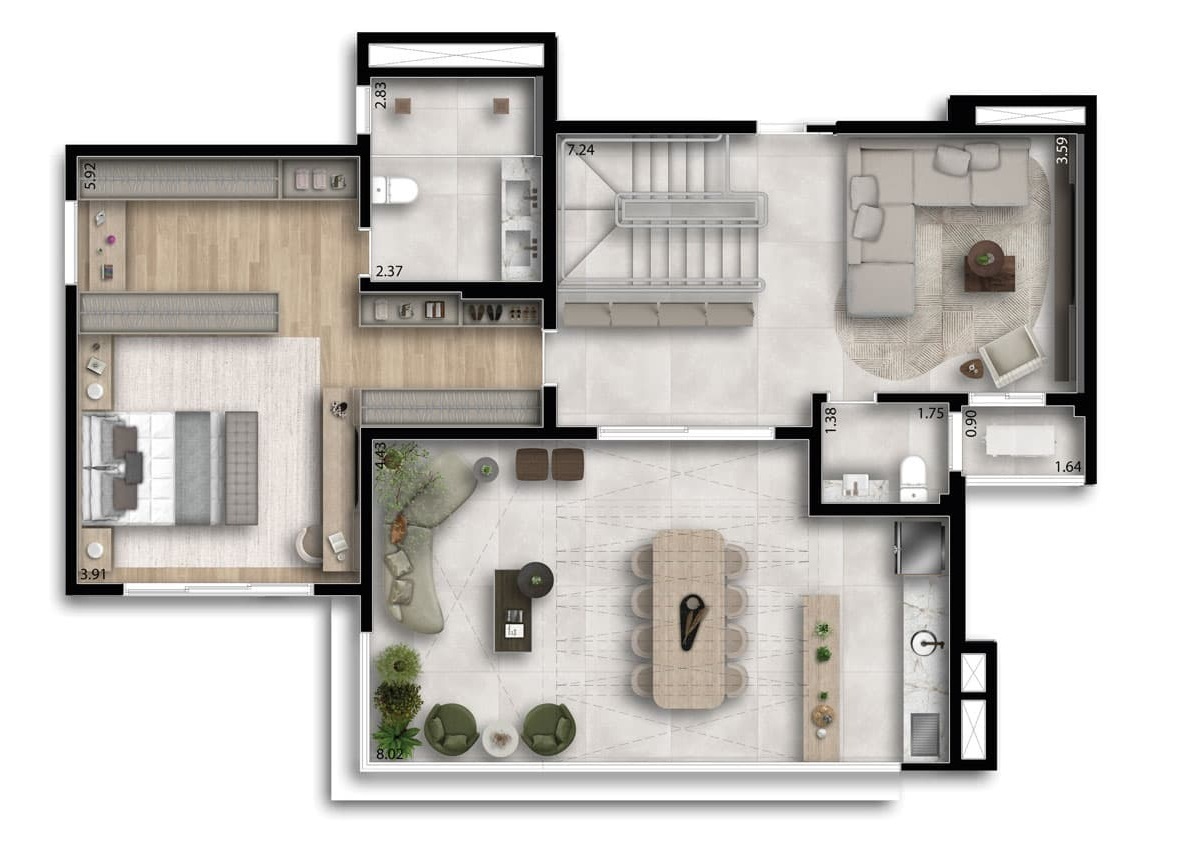 Planta 06 - 4 dorm 232m² - cobertura duplex - superior