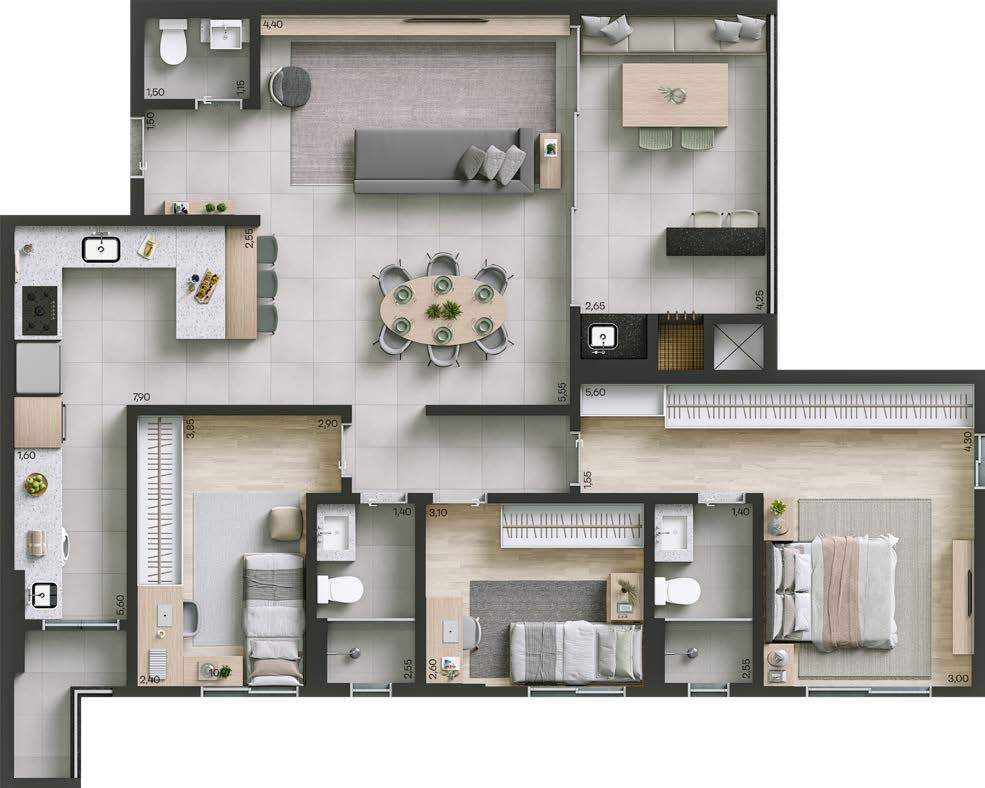 Planta 08 - 3 dorm 117m²