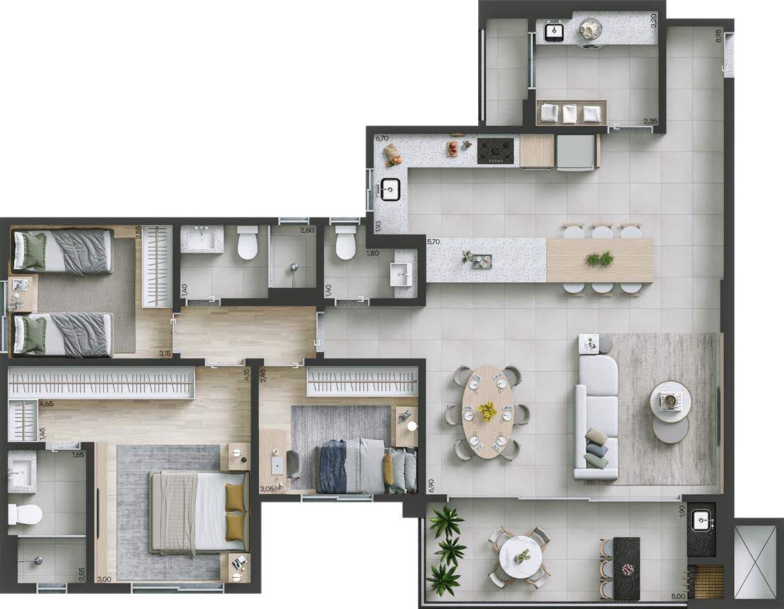 Planta 11 - 3 dorm 121m²