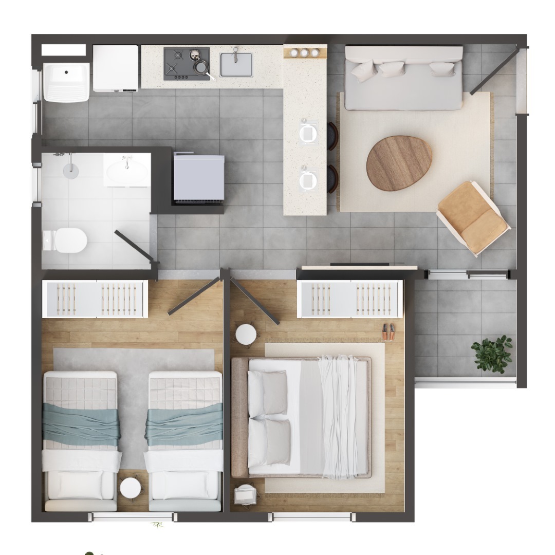 Planta 01 - 2 dorm 42m²