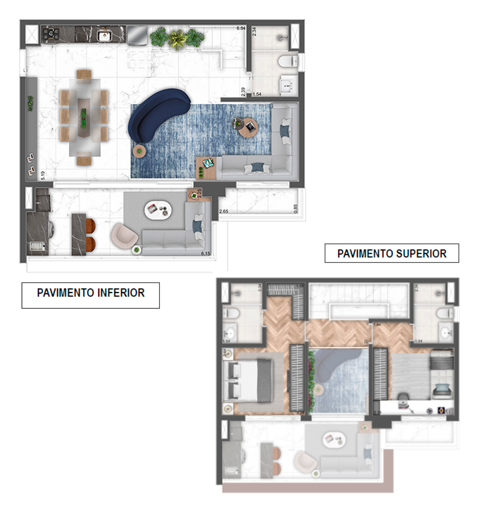 Planta 11 - 2 dorm 112,88m² - duplex - opção