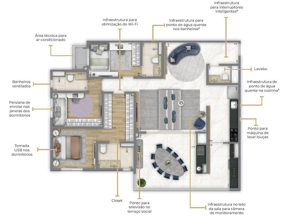 Planta 07 - 3 dorm 126m²