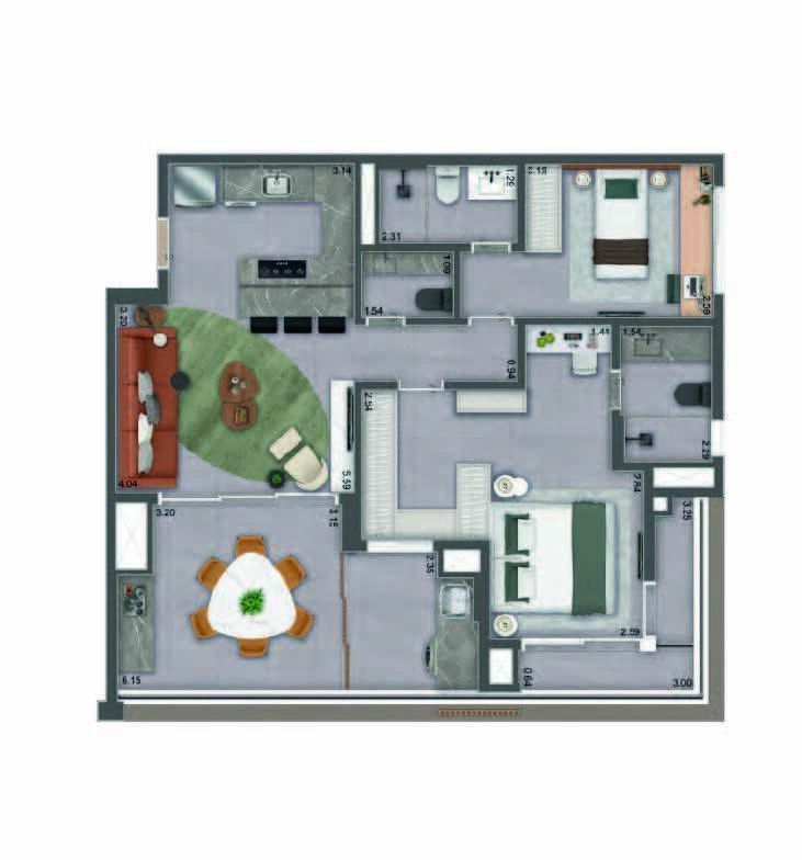 Planta 08 - 2 dorm 94,82m² - opção