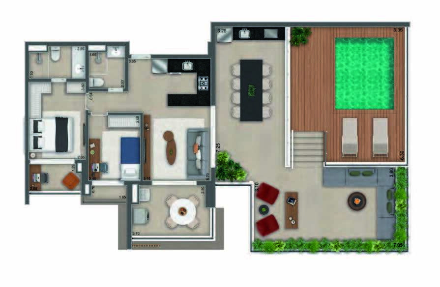 Planta 10 - 2 dorm 166,36m² - penthouse