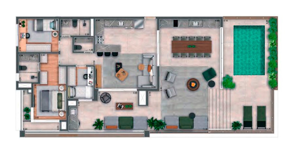 Planta 11 - 3 dorm 193,66m²