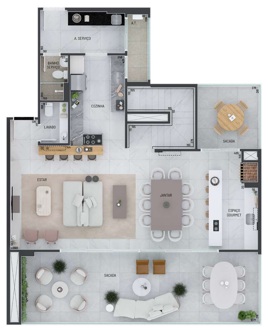 Planta 05 - 3 dorm 237m² - cobertura duplex - inferior