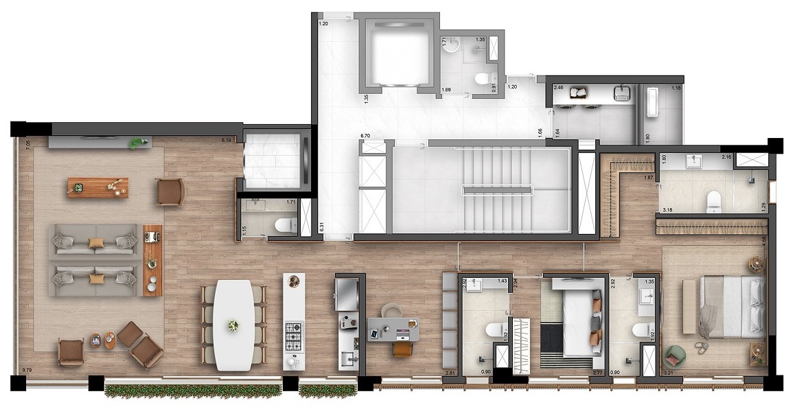 Planta 02 - 2 dorm 147m² - opção