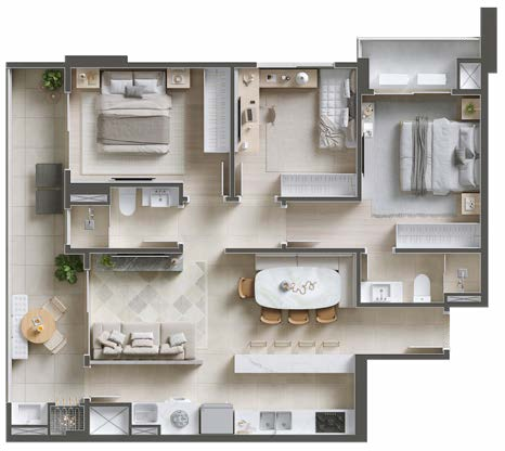 Planta 03 - 3 dorm 95,65m²