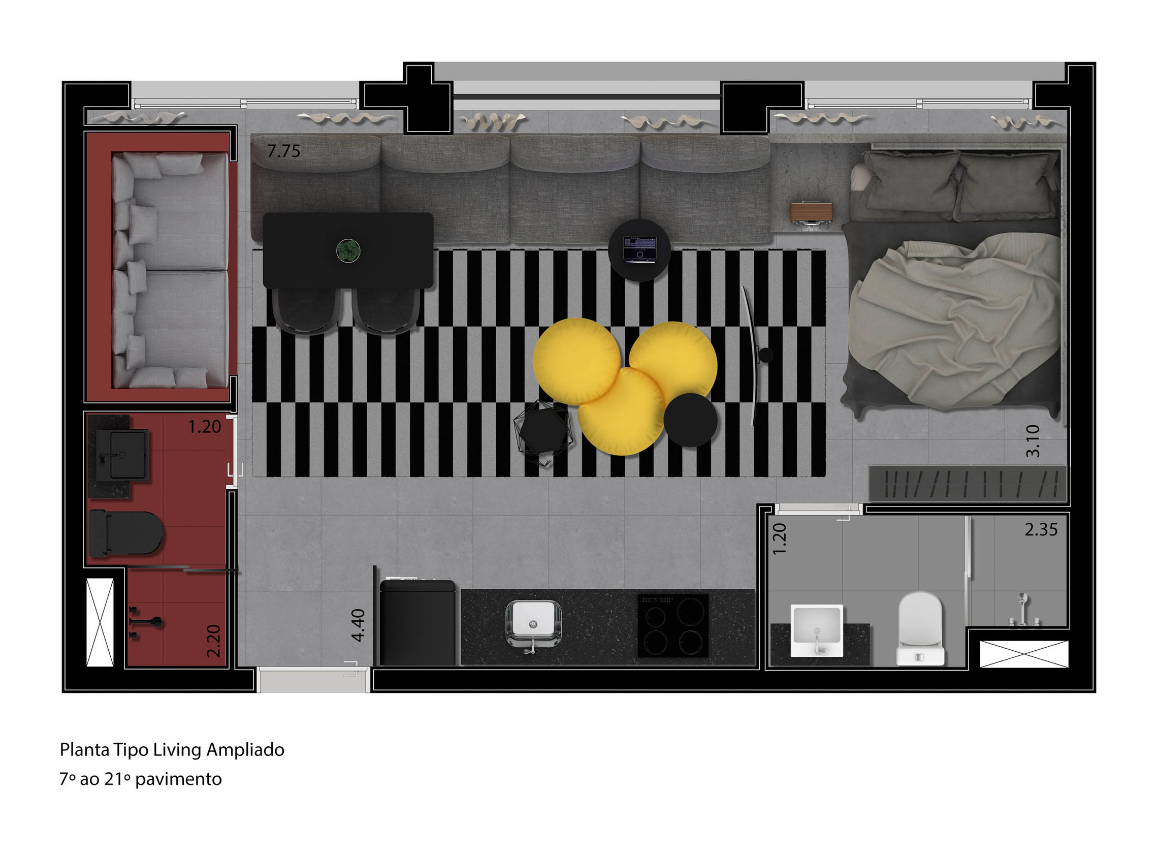 Planta 05 - 2 dorm 38m² - opção